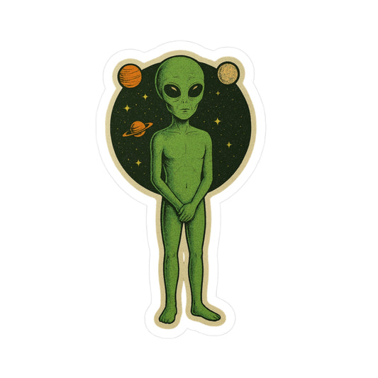 Alien Buddy vinyl decal, cute extraterrestrial sticker design – Basic Raven Apparel