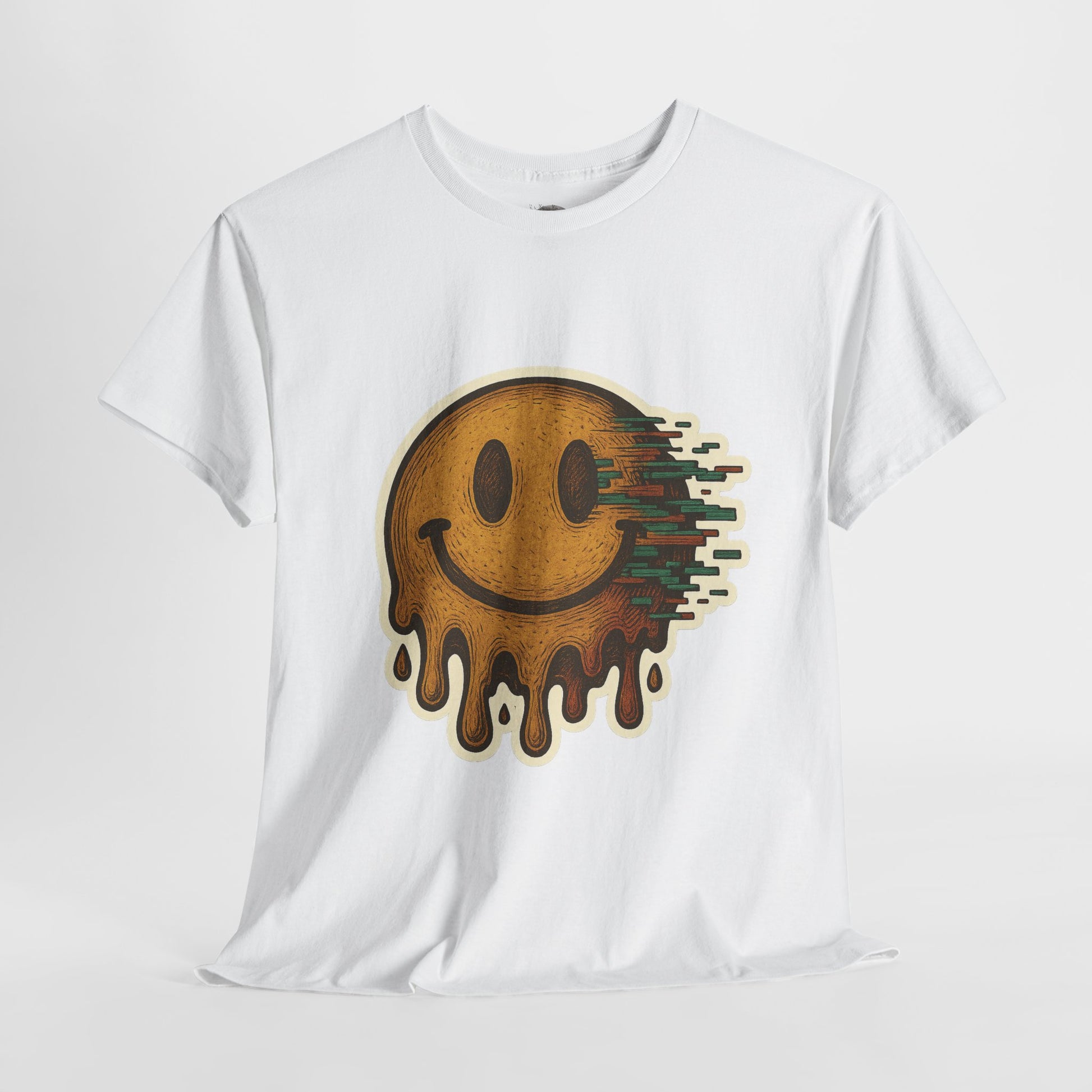 Melting smiley face T-shirt, trippy psychedelic retro smiley graphic – Basic Raven Apparel