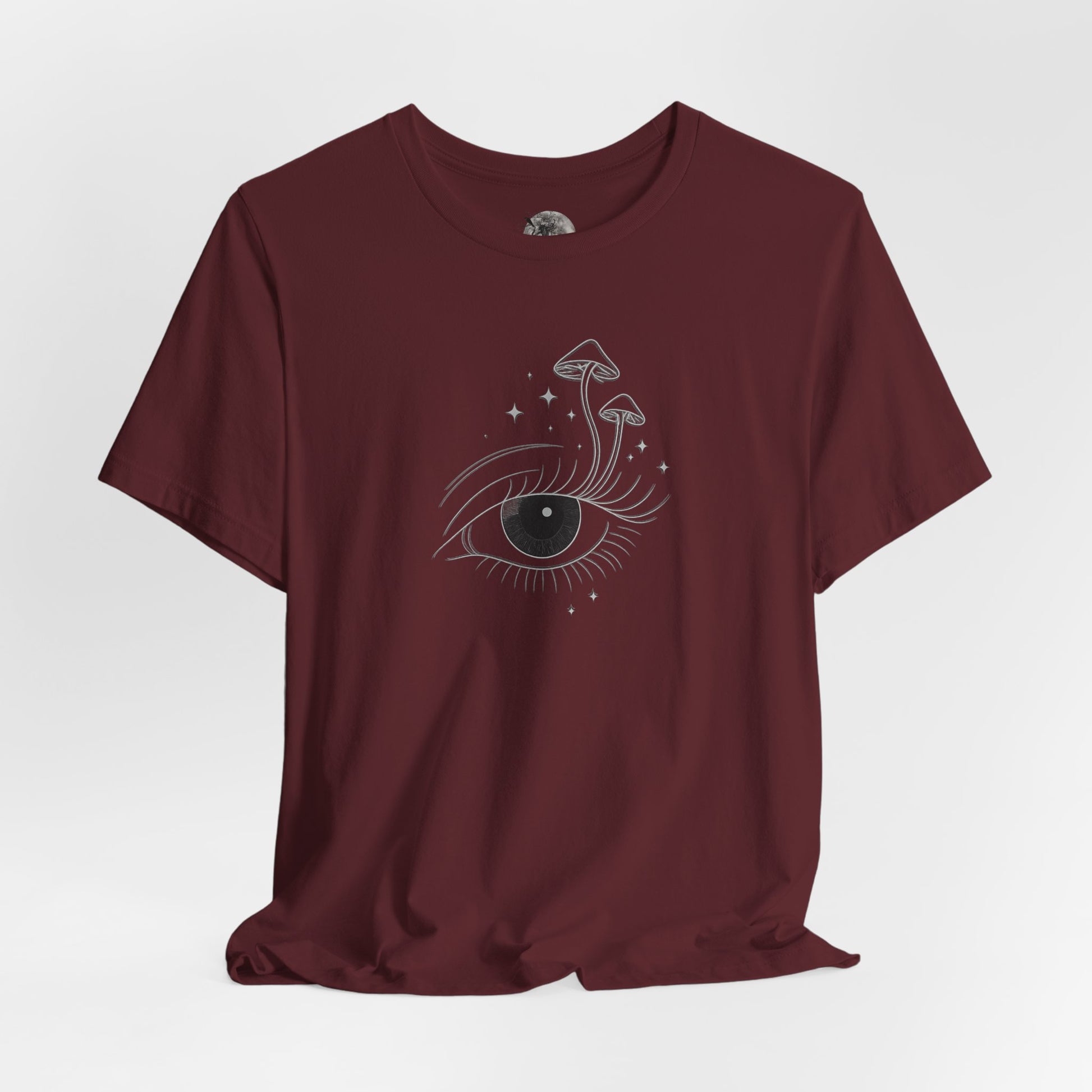 Spore Sight T-shirt, mystical mushrooms and all-seeing eye fantasy artwork – Basic Raven Apparel