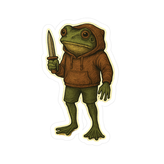Intimidating Frog vinyl decal, fantasy frog warrior cartoon sticker – Basic Raven Apparel
