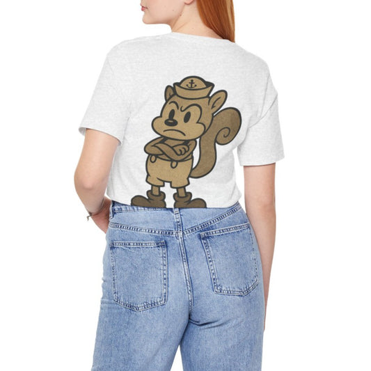 Un-happy squirrel graphic T-shirt, funny cartoon squirrel character design – Basic Raven Apparel