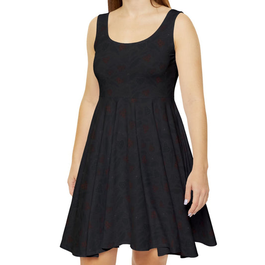 Barbed hearts black dress, gothic dark fashion with edgy romantic artwork – Basic Raven Apparel