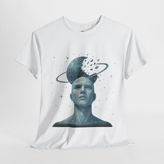 Cosmic mind T-shirt, surreal galaxy head artwork with space and stars – Basic Raven Apparel
