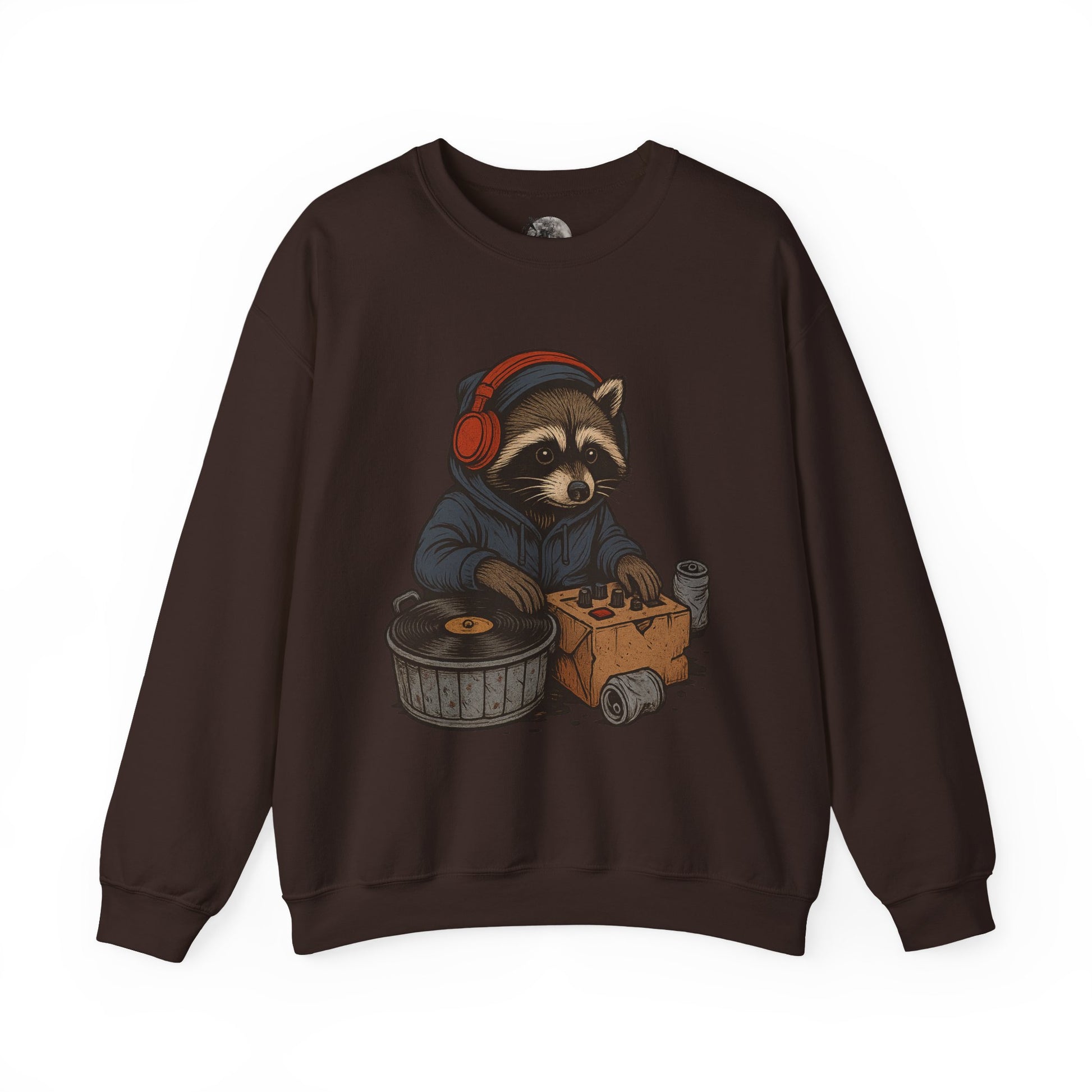 DJ raccoon sweatshirt, funny music-themed animal design cozy streetwear – Basic Raven Apparel