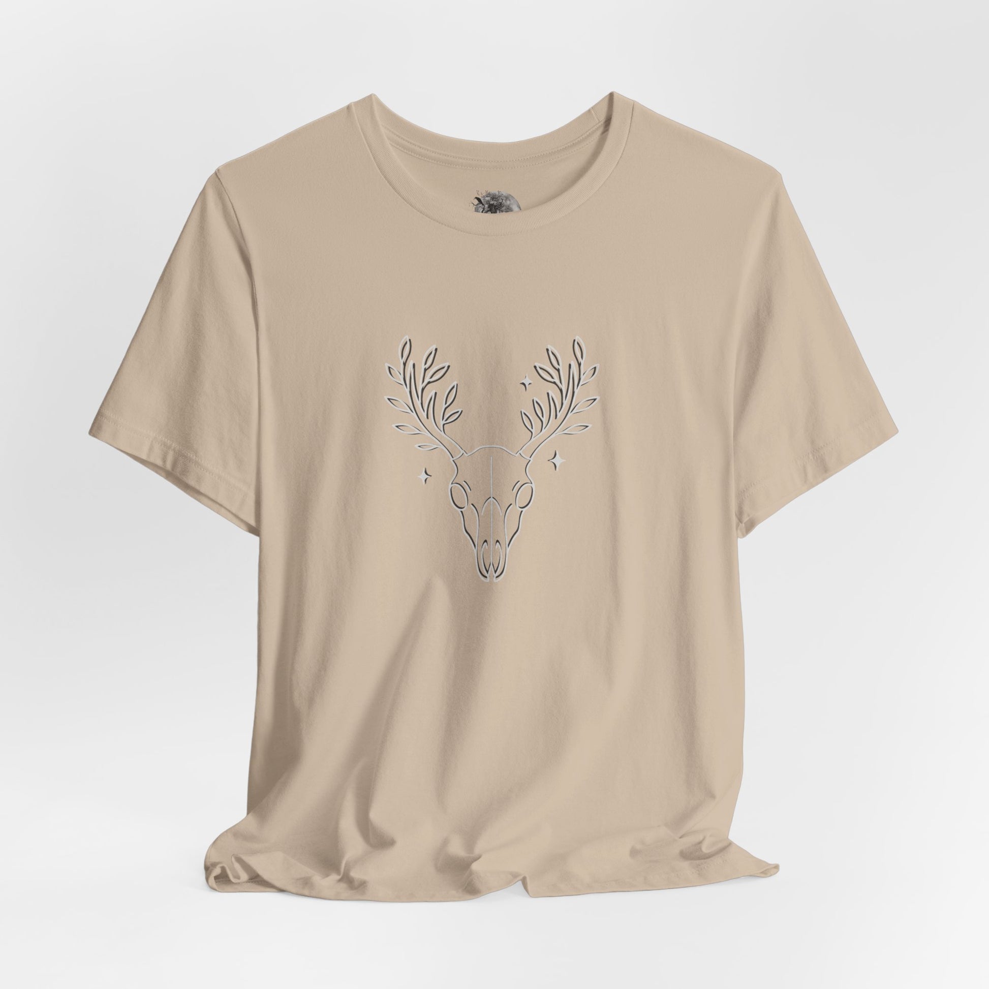 Forest relic T-shirt, mystical antlers and nature-inspired fantasy line art – Basic Raven Apparel