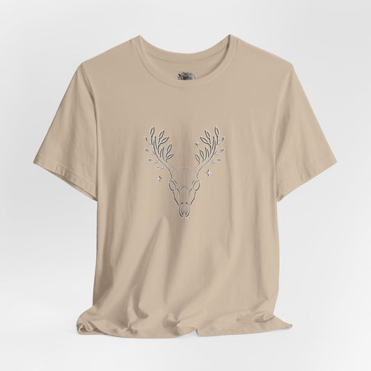 Forest relic T-shirt, mystical antlers and nature-inspired fantasy line art – Basic Raven Apparel