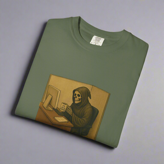 Work to Death Halloween T-shirt, grim reaper office humor graphic – Basic Raven Apparel