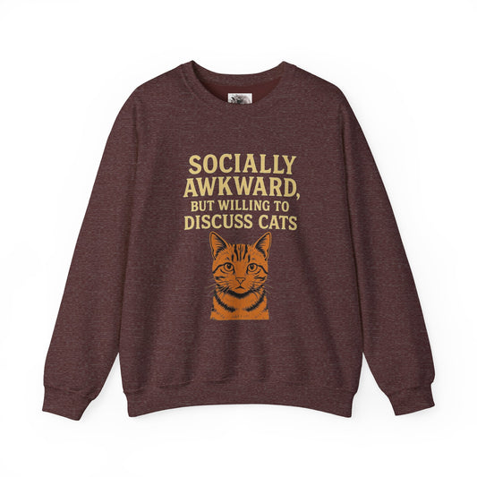 Socially Awkward Cat Lover’s sweatshirt, funny novelty gift for introverts and cat fans – Basic Raven Apparel