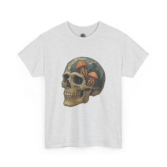 Jelly Skull T-shirt, gothic skull artwork with glowing jellyfish design – Basic Raven Apparel