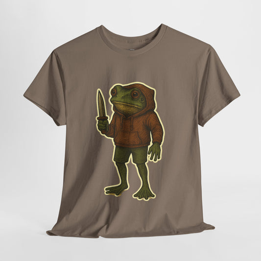 Intimidating frog T-shirt, bold fantasy amphibian warrior graphic – Basic Raven Apparel