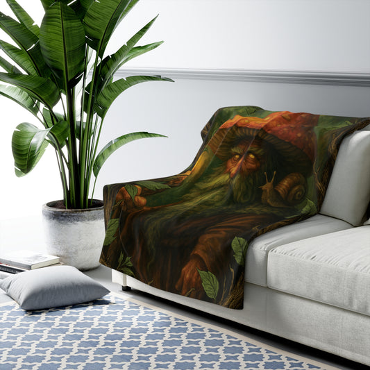 Mushroom Wizard Sherpa Blanket