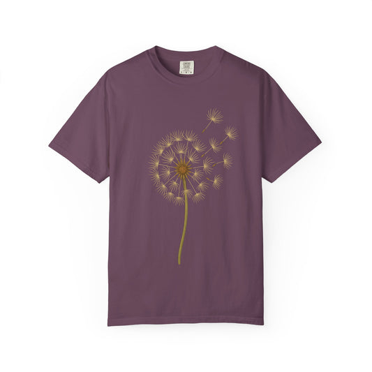 Dandelion dream T-shirt, soft fantasy floral design with blowing seeds – Basic Raven Apparel