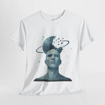 Cosmic mind T-shirt, surreal galaxy head artwork with space and stars – Basic Raven Apparel