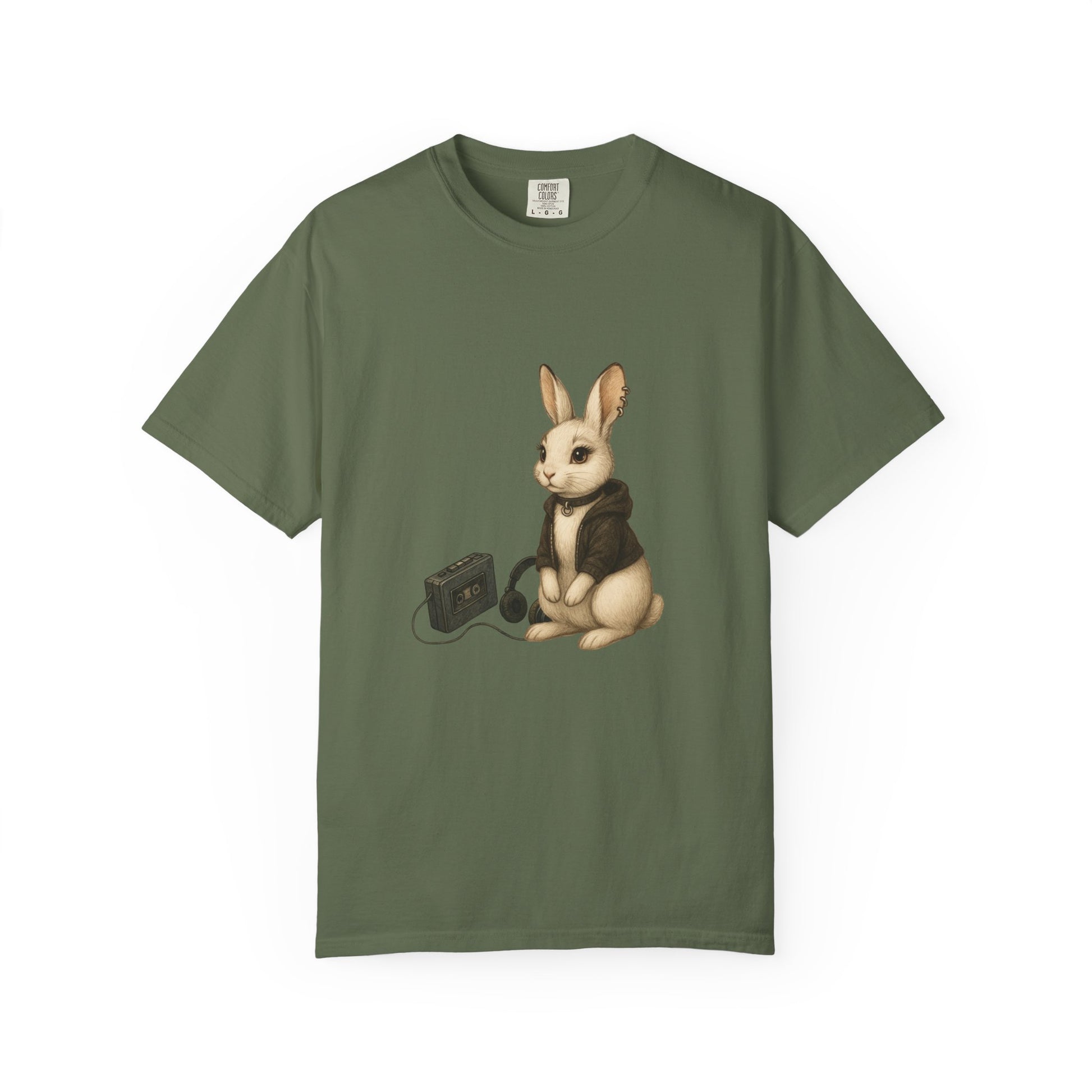 Goth bunny T-shirt with dark grunge style cute rabbit graphic – Basic Raven Apparel