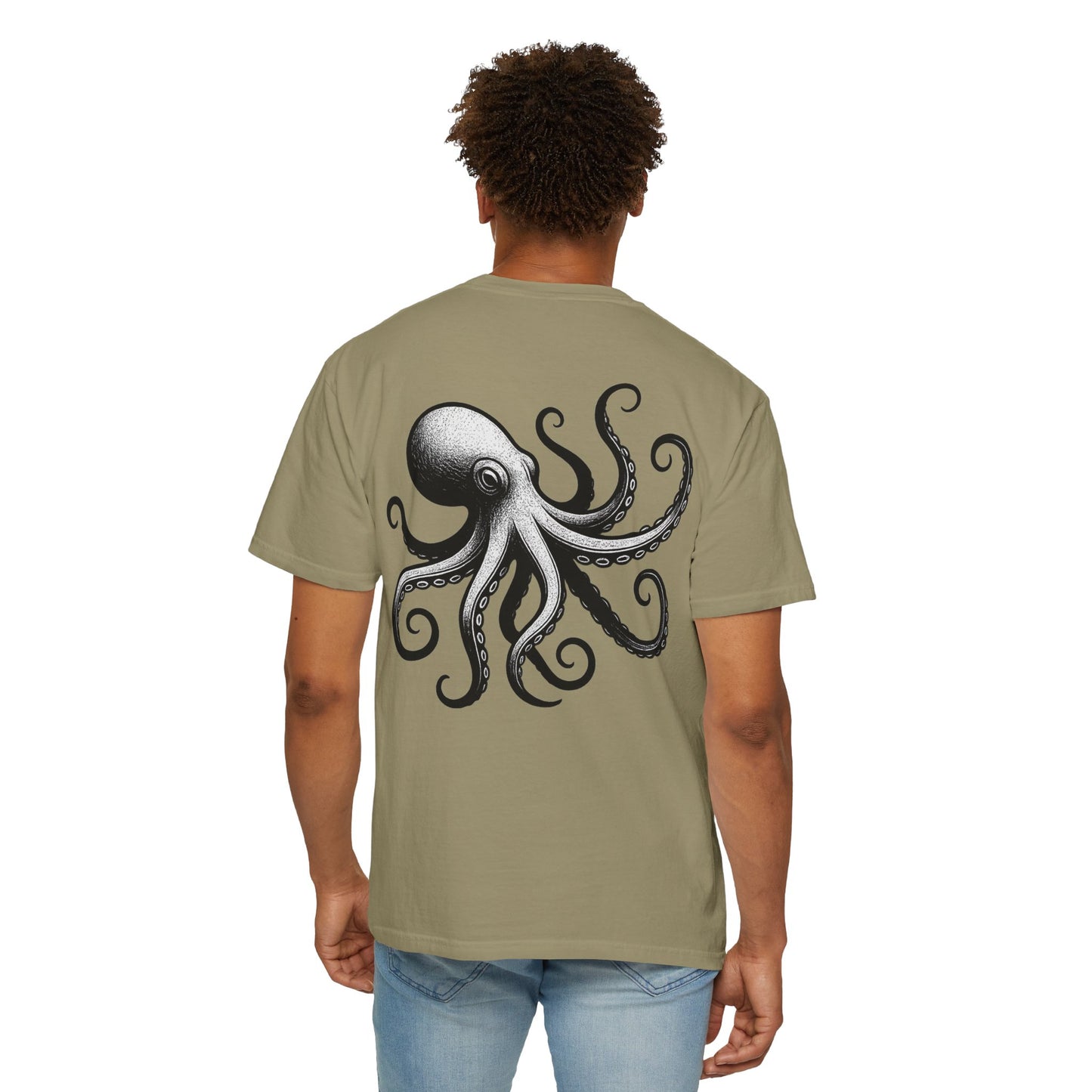 Octopus graphic T-shirt, nautical ocean creature fantasy sea monster art – Basic Raven Apparel