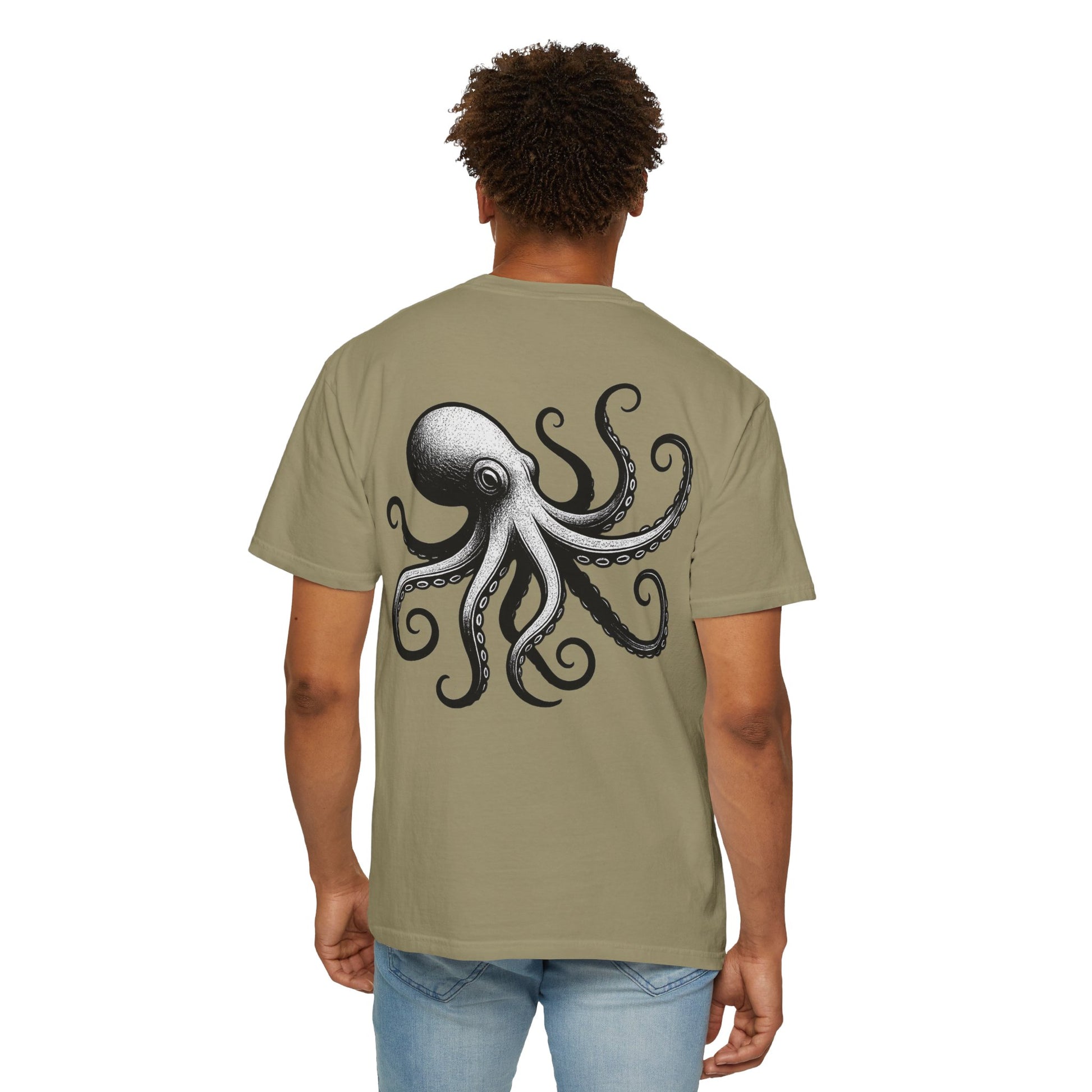 Octopus graphic T-shirt, nautical ocean creature fantasy sea monster art – Basic Raven Apparel