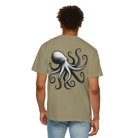 Octopus graphic T-shirt, nautical ocean creature fantasy sea monster art – Basic Raven Apparel